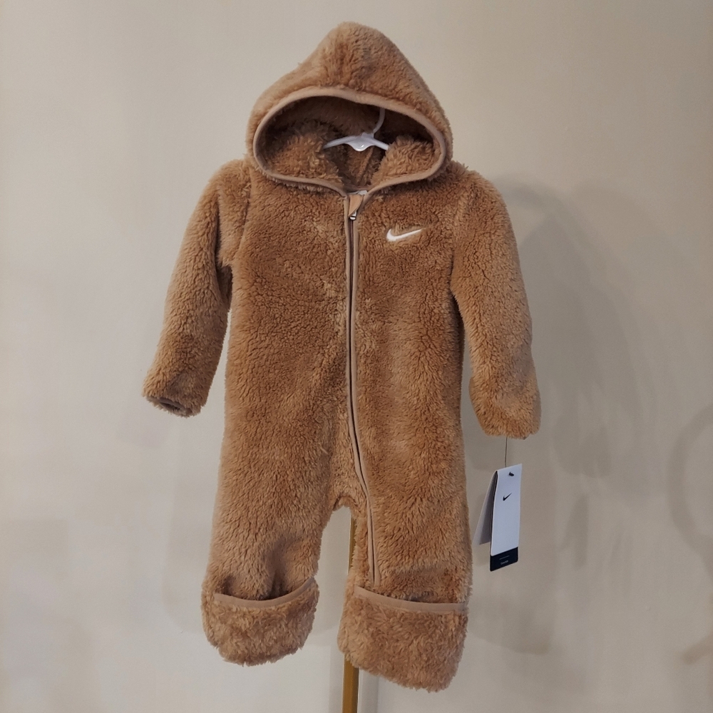 NWT NIKE TAN Hooded Sherpa Coveral (Size: 6M)
